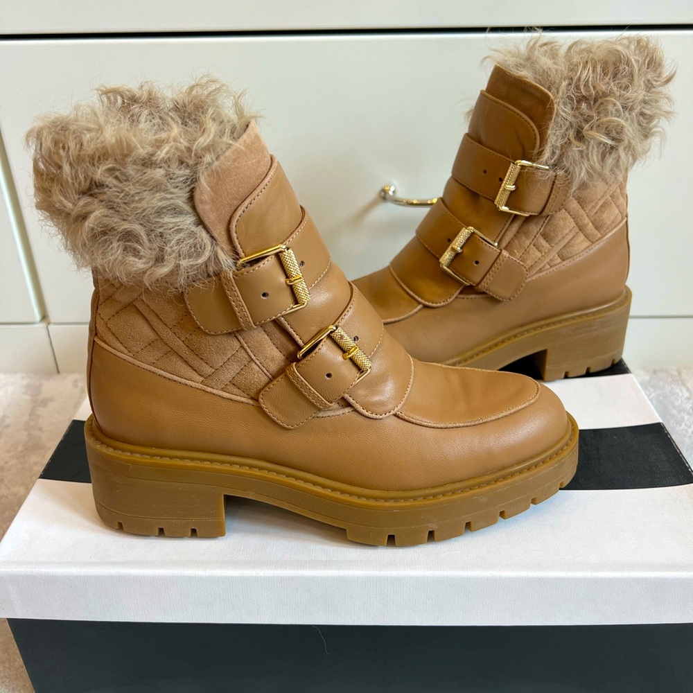 Aquazzura fur lined leather bootie